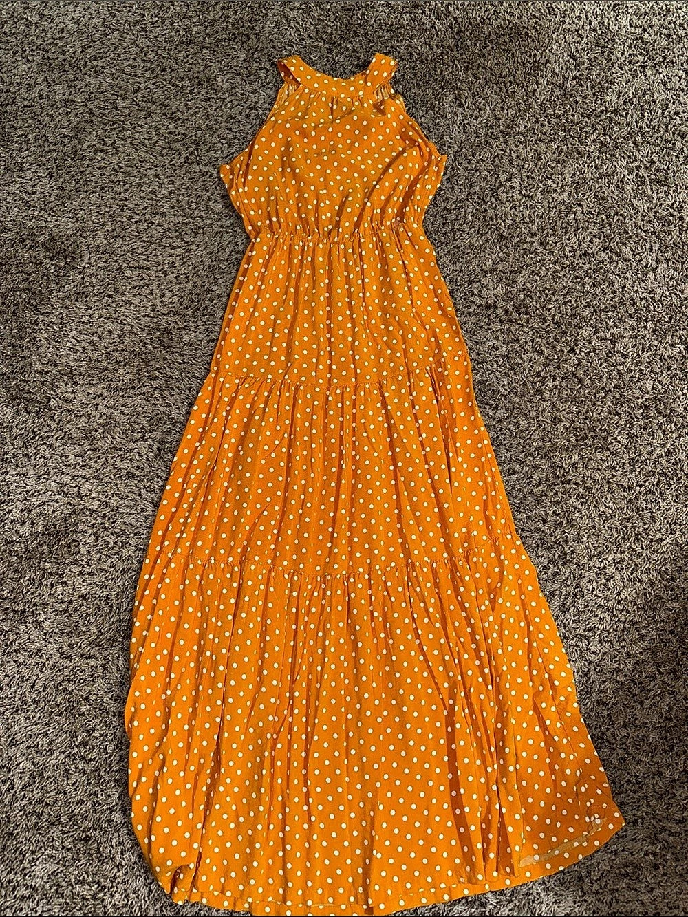Shein Polka Dot Maxi Dress in Orange & White Size Medium
